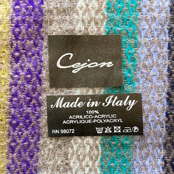 Cejon Italian Woven Striped Scarf One Size Multicolored - Picture 2 of 2